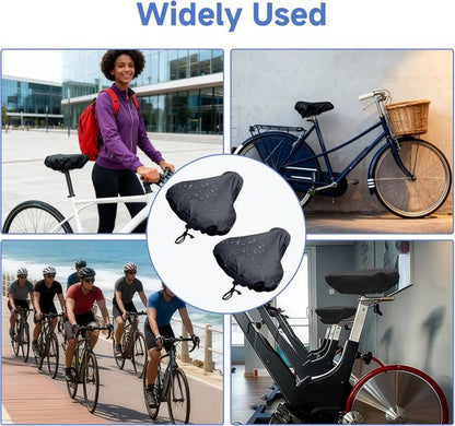2-Piece Waterproof Bicycle Saddle Cover Set - Black