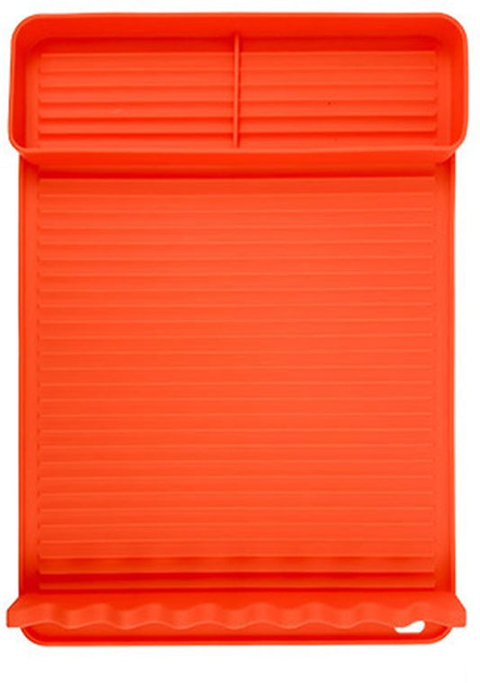 Silicone BBQ Grill Mat - 8-Slot Mat with Drip Tray - Heat-Resistant and Dishwasher-Safe - 40x27 cm - Orange