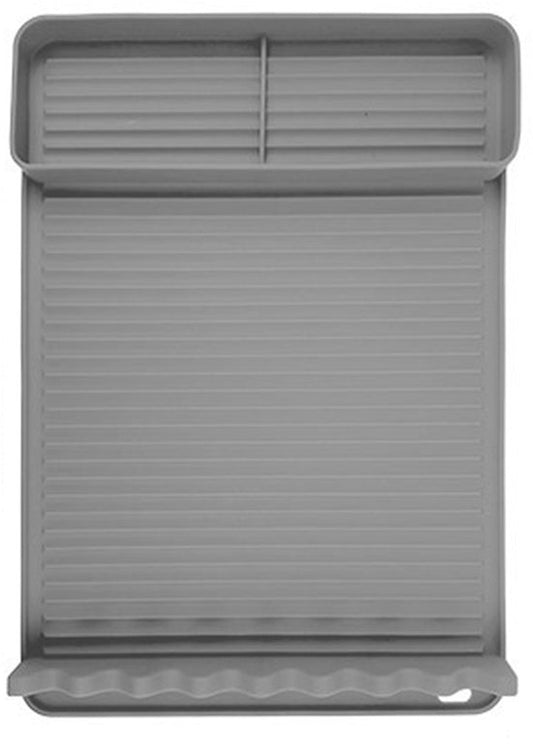 Silicone BBQ Grill Mat - 8-Slot Mat with Drip Tray - Heat-Resistant and Dishwasher-Safe - 40x27 cm - Gray