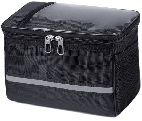 Bicycle handlebar bag handlebar bag with phone holder  - Black