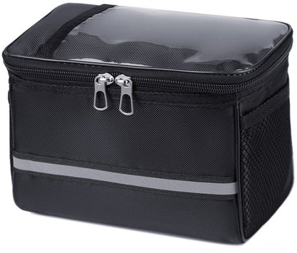 Bicycle handlebar bag handlebar bag with phone holder  - Black