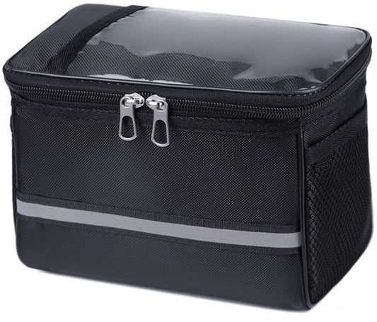 Bicycle handlebar bag handlebar bag with phone holder  - Black