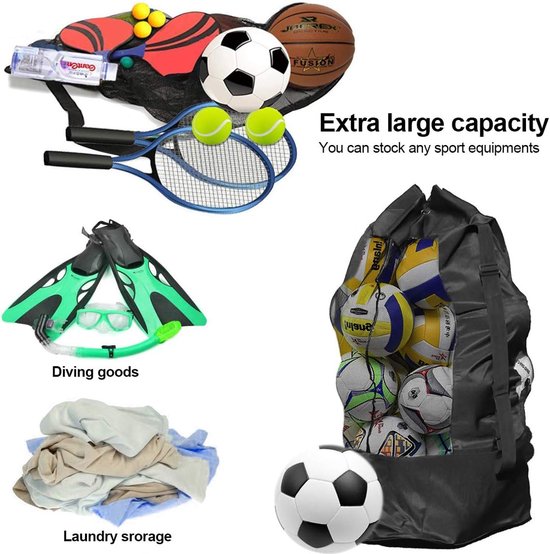 Soccer Net Bag for 10-15 Balls - Black