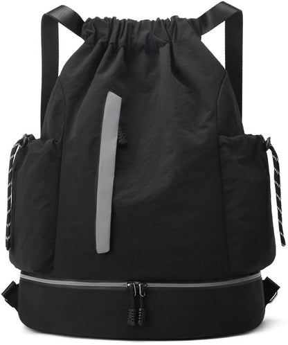 Drawstring Backpack for Travel - Black