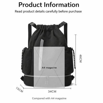 Drawstring Backpack for Travel - Black