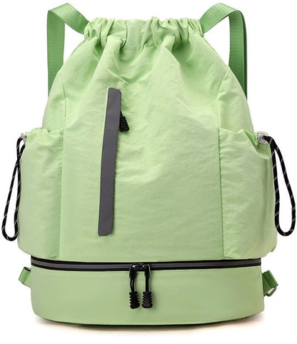 Drawstring Backpack With Shoe Compartment - Vegetable