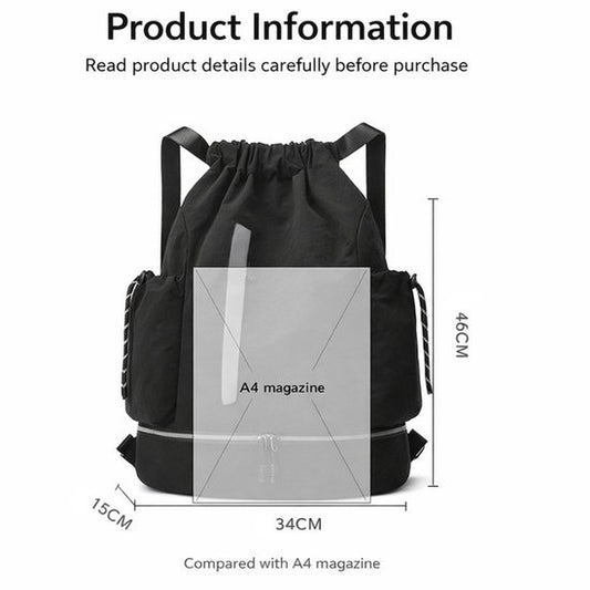 Drawstring Backpack With Shoe Compartment - Purple