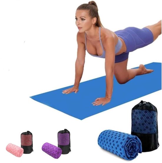 Breathable Yoga Mat with Mesh Storage Bag - Blue