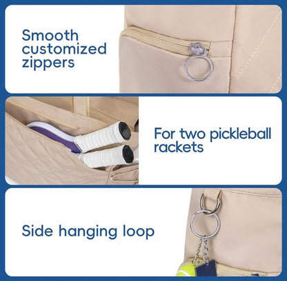 Tennis Bag – Extra Large Sports Bag with Shoe Compartment – Suitable for 2-4 Rackets – Waterproof and Lightweight – Unisex（Beige）