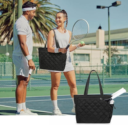 Tennis Bag – Extra Large Sports Bag with Shoe Compartment – Suitable for 2-4 Rackets – Waterproof and Lightweight – Unisex（Black）