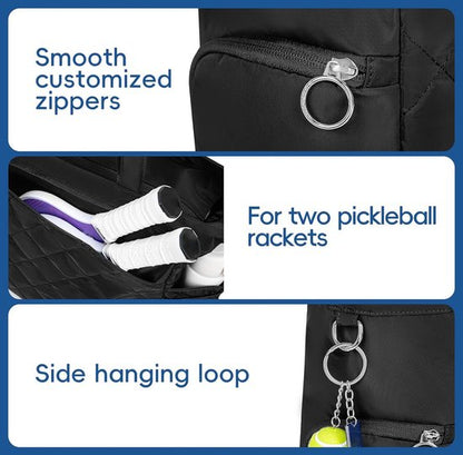 Tennis Bag – Extra Large Sports Bag with Shoe Compartment – Suitable for 2-4 Rackets – Waterproof and Lightweight – Unisex（Black）