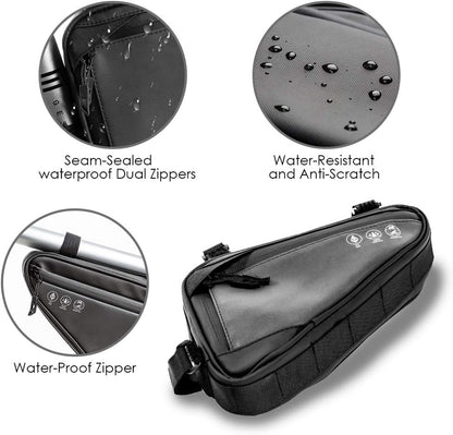Bike frame bag - Waterproof bike bag for handlebars, head tube and saddle - Reflective bike bag - Suitable for outdoor, road and mountain biking