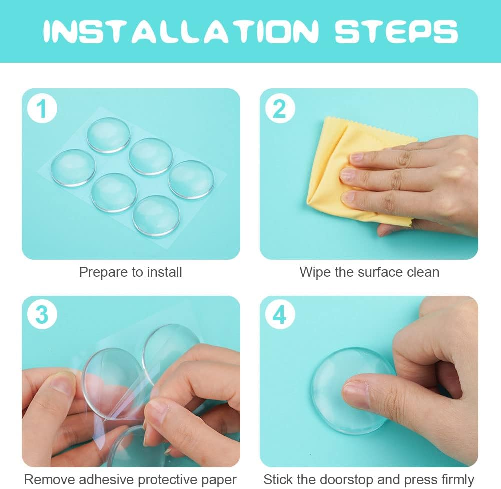 Door Stopper Wall Transparent - Set of 6 - Ø 4 cm - Self-adhesive Door Buffers - Wall Protection against Door Handles