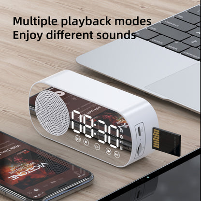Alarm clock radio - mains powered alarm clock radio - child's alarm clock - digital alarm clocks - analog alarm clock - digital alarm clock - digital bedroom alarm clock - Bluetooth speaker - speaker - mirror with light - portable radio - white - 1 piece