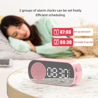 Alarm clock radio - mains powered alarm clock radio - child's alarm clock - digital alarm clocks - analog alarm clock - digital alarm clock - digital bedroom alarm clock - Bluetooth speaker - speaker - mirror with light - portable radio - Black - 1 piece