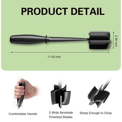 Minced Meat Ruller - Potato Masher - Meat Masher - Mashed Potatoes - Meat Chopper - Kitchen Utensils - Vegetable Masher - Hamburger Chopper - Mashed Potato Masher - Kitchen Tools - Meat Chopper - Heat Resistant - Spatula - Black - 1 Piece