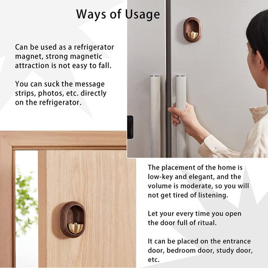 Doorbell - Wireless Doorbell - Wooden Doorbell - Magnetic Wall Sticker - Vintage Wooden Doorbell - Vintage - With Copper Bell - Living Room Decoration - Bedroom Decoration - Wall Decoration - Christmas Gifts - Christmas Gifts for Adults - 1 Piece