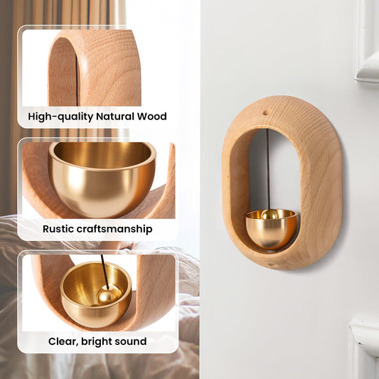 Doorbell - Wireless Doorbell - Wooden Doorbell - Magnetic Wall Sticker - Vintage Wooden Doorbell - Vintage - With Copper Bell - Living Room Decoration - Bedroom Decoration - Wall Decoration - Christmas Gifts - Christmas Gifts for Adults - 1 Piece