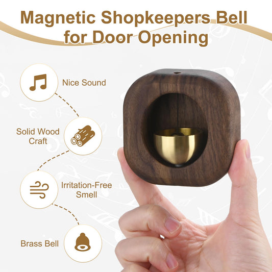 Doorbell - Wireless Doorbell - Wooden Doorbell - Magnetic Wall Sticker - Vintage Wooden Doorbell - Vintage - With Copper Bell - Living Room Decoration - Bedroom Decoration - Wall Decoration - Christmas Gifts - Christmas Gifts for Adults - 1 Piece