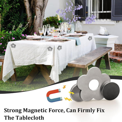 Tablecloth clips - Tablecloth weights - Magnetic clips - Tablecloth holder - Garden accessories - Picnic accessories - Windstopper tablecloth - Table accessories - Outdoor dining - Magnetic weight - Butterfly design - Silver - 8 pieces
