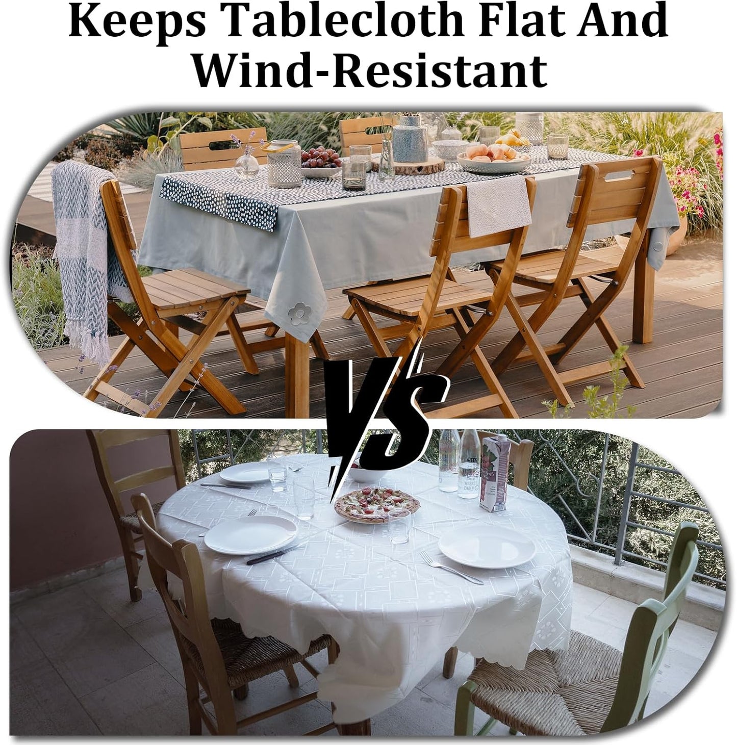 Tablecloth clips - Tablecloth weights - Magnetic clips - Tablecloth holder - Garden accessories - Picnic accessories - Windstopper tablecloth - Table accessories - Outdoor dining - Magnetic weight - Flower design - Silver - 8 pieces