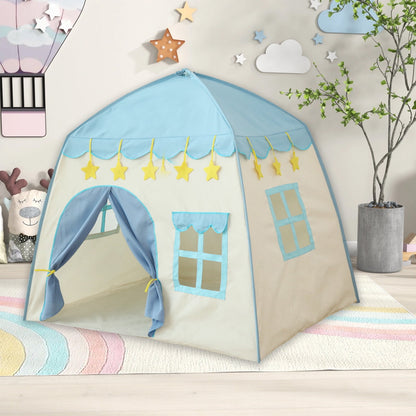 Darzheoy Cute Princess Tent for Girls, Princess Castle Play Tent Playhouse for Children Indoor and Outdoor Fun, 51"x 40" x 51 Blue