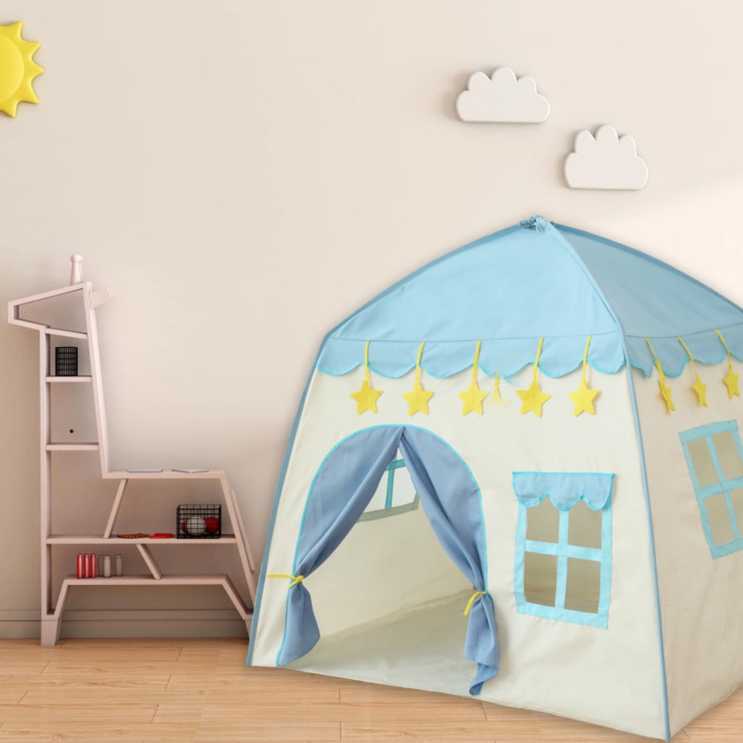 Darzheoy Cute Princess Tent for Girls, Princess Castle Play Tent Playhouse for Children Indoor and Outdoor Fun, 51"x 40" x 51 Blue
