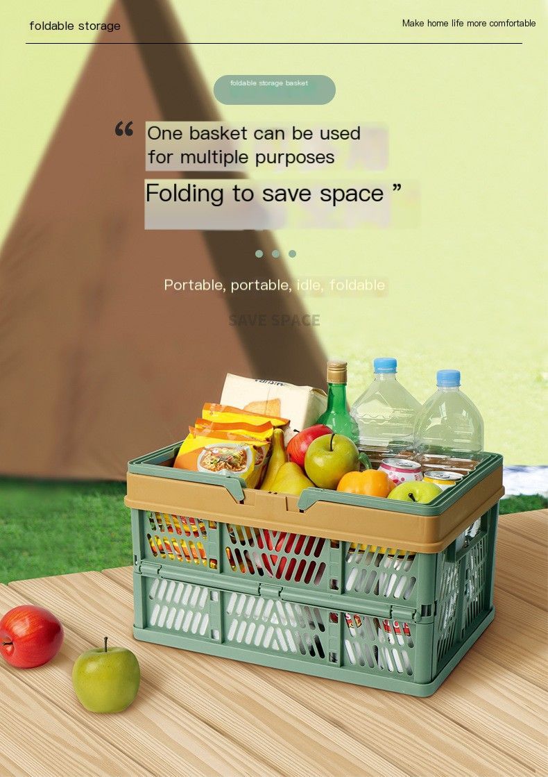 Folding picnic basket-Blue with Gray