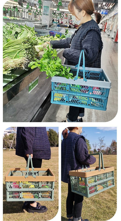 Folding picnic basket-Green with Brown