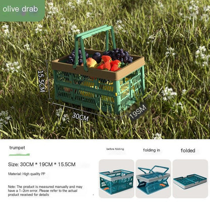 Folding picnic basket-Green with Brown