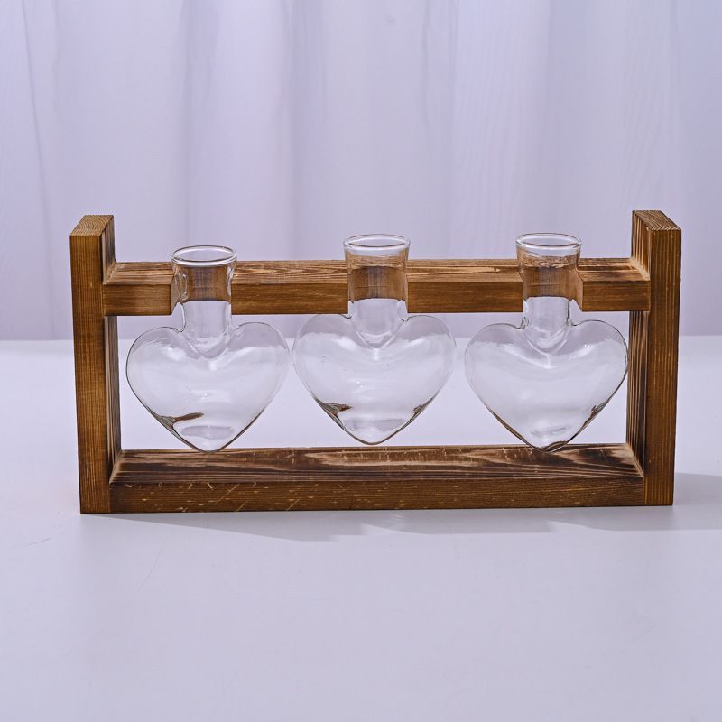 HydroponicSnap-OnWoodenStand-Heart-ShapedDoubleBottle