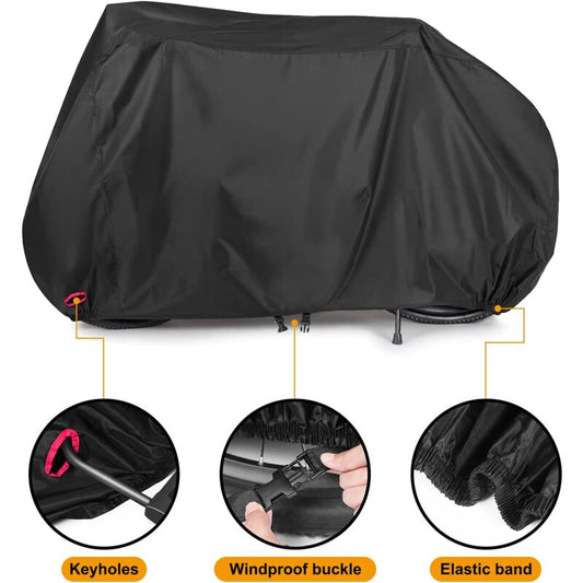 Waterproof 210D Oxford Bicycle Cover for 2 Bikes with Lock Holes