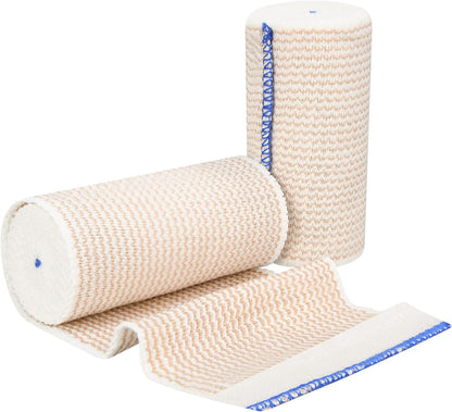 2 Pack 4" Premium Elastic Bandage Wrap, Reusable Hook and Loop Compression Wrap Bandage for Knees, Ankles, Wrists, Legs, Body