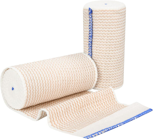 2 Pack 4" Premium Elastic Bandage Wrap, Reusable Hook and Loop Compression Wrap Bandage for Knees, Ankles, Wrists, Legs, Body