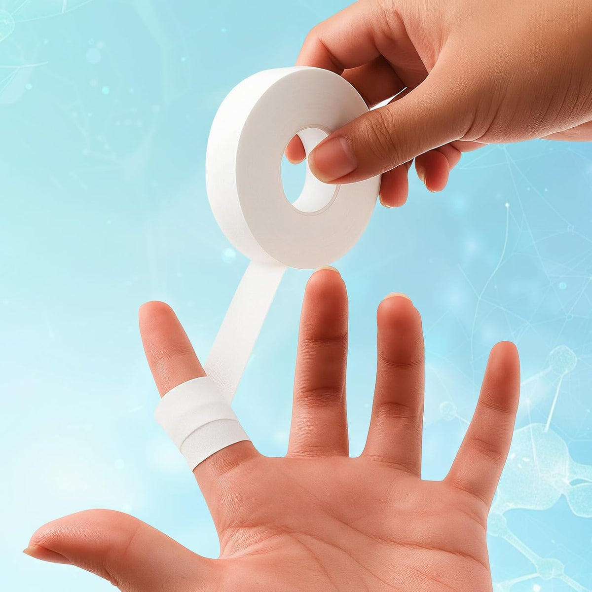 2-Roll Finger Tape - 0.6In x 32ft White Extra Strong Athletic Tape for Fingers, Hands,Feet,Toes - Sweat Resistant Protective Finger Tapes for Sports Climbing Football Volleyball & Basketball