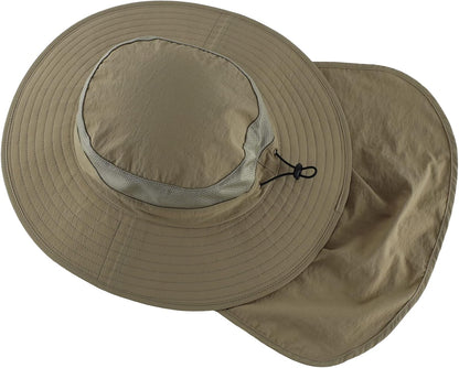 Outdoor UPF50+ Mesh Sun Hat with Neck Flap for Men Women