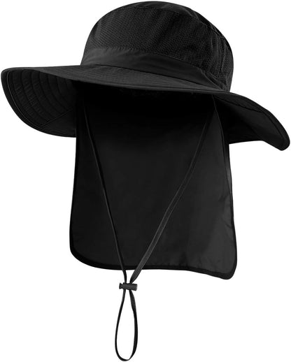 Outdoor UPF50+ Mesh Sun Hat with Neck Flap for Men Women