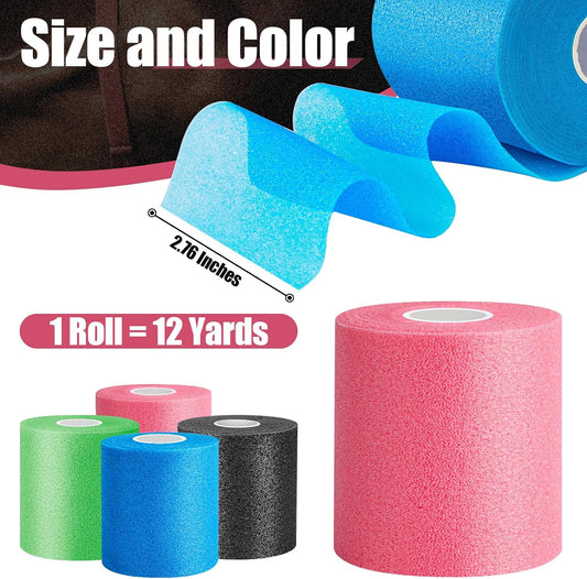 4 Pack Pre Wrap Athletic, Multi Color Prewrap, Pre Wrap for Hair Soccer, Prewrap Athletic Tape Headbands, 2.76 Inches X 12 Yards - Pink, Black, Blue, Green