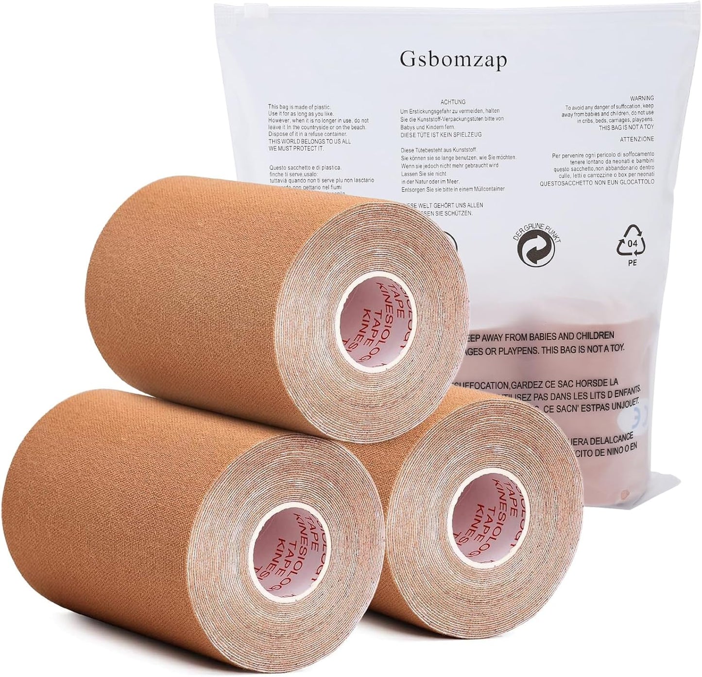 3 Pack Kinesiology Tape, 4in x 5.5yd Water Resistant Muscle Support Adhesive Sport Tape for Pain Relief, Latex Free Cotton Elastic Athletic Tape for Joints, Knee, Ankle, Shoulder, Wrist