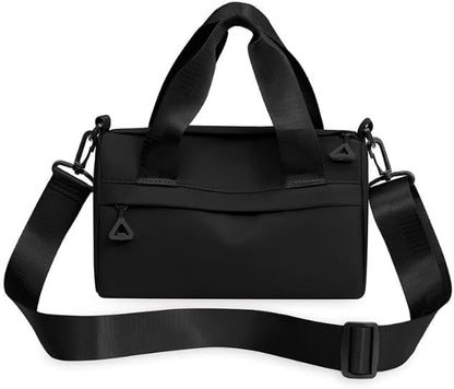 Mini Gym Bag for Women & Men Adjustable Small Duffle Bag with Detachable Strap, Waterproof Gym Tote with Wet Compartment, Portable Fitness Shoulder Bag for Sports & Travel (Black)