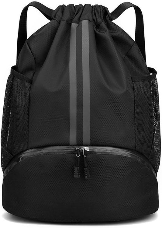 Soccer Bags, Drawstring Backpack Gym Bag with Shoe Compartment and Mesh Pockets for Soccer Basketball Volleyball Football Sports Gym