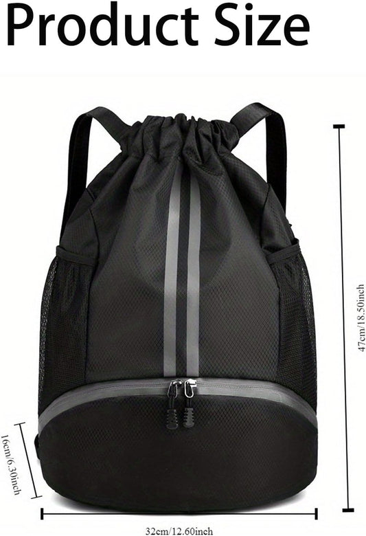 Soccer Bags, Drawstring Backpack Gym Bag with Shoe Compartment and Mesh Pockets for Soccer Basketball Volleyball Football Sports Gym