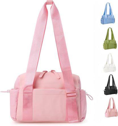 Mini Gym Bag for Women, Small Duffle Bag with Wet Compartment, Lightweight Waterproof Cute Tote for Girls Workout Sport Travel (Pink)