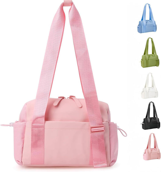 Mini Gym Bag for Women, Small Duffle Bag with Wet Compartment, Lightweight Waterproof Cute Tote for Girls Workout Sport Travel (Pink)