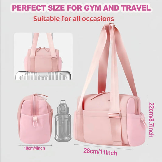 Mini Gym Bag for Women, Small Duffle Bag with Wet Compartment, Lightweight Waterproof Cute Tote for Girls Workout Sport Travel (Pink)
