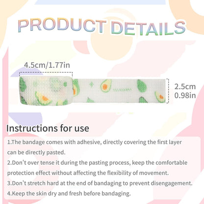 Self-Adhesive Finger Bandage - 8 Rolls of Elastic & Breathable Protector, Waterproof Cohesive Tape Sports Fixing Band Stretch Wrap (1Inch x 5 Yards, Colors)
