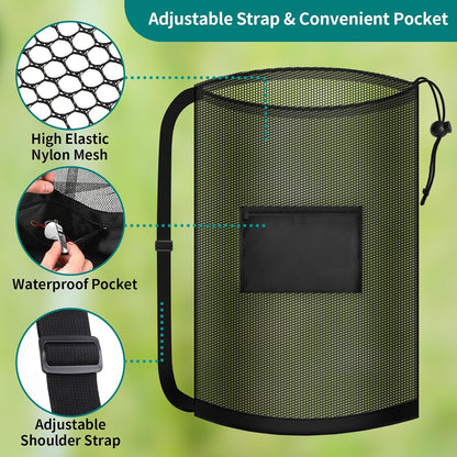 Football bag - Extra large - 40" x 30" - Drawstring - Mesh - Ball bag - With pockets - Mesh sports bag - Basketball, volleyball, fitness equipment, swimwear - Storage bag