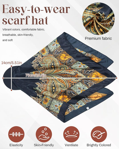 Women's Satin Head Scar with Sun Visor Brim Hat Scar with Visor Cap or Women One Piece Design