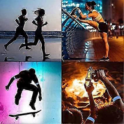 4pcs Reflective Tape Bands, 30cm Orange Wrist & Leg Straps for Night Running or Cycling