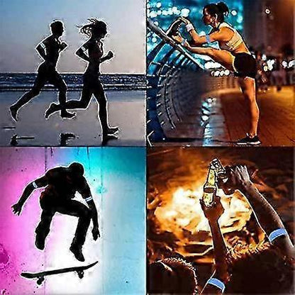 4pcs Reflective Tape Bands, 30cm Orange Wrist & Leg Straps for Night Running or Cycling